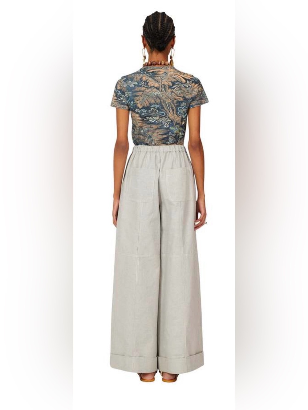 Ulla Johnson Estelle T-Shirt Waimea Resort Blue Floral Short Sleeve Tee - Picture 4 of 10